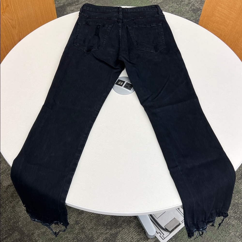 AMO bella denim pant jeans in black oak distressed raw undone hem size 26 - Picture 6 of 11